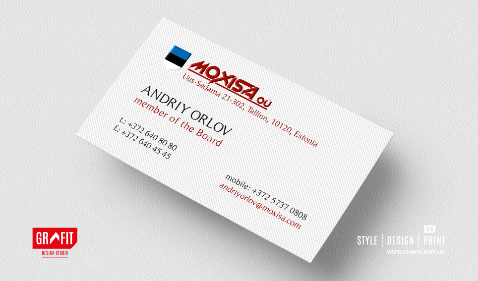 Дизайн візиток компанії Moxisa  - Таллін, Естонія