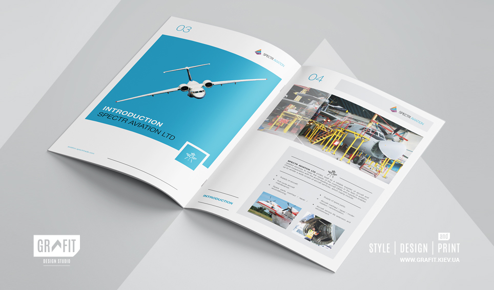 Дизайн буклетів авіаційної компанії Spectr Aviation